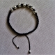 Bracelet tressé de 19 à 22 cm perles acier et argent tibétain