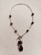 Collier 43 cm perles et pendentif chat 5 cm améthyste naturelle