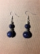 Boucles d'oreilles perles naturelles lapis lazuli crochets argent 925