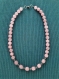 Collier perles quartz rose naturel, entretoises argent tibétain
