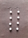 Boucles oreilles 11 cm  perles onyx blanches  supports argent 925