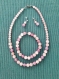 Parure en perles de quartz naturel rose et mauve support boucles oreilles en argent 925