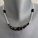 Collier perles naturelles d'obsidienne
