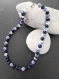 Collier 56 cm perles naturelles de lapis lazuli et porcelaine v