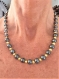Collier 45 cm tout en perles naturelles d'hématites : grises et dorées or fin