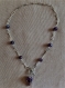 Collier 48 cm perles et pendentif pierre améthyste naturelle