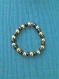 Bracelet perles pierre hématite naturelle grise et dorée 19 cm