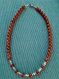 Collier 48 cm perles de jaspe rouge naturel et argent tibétain