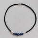 Collier 45 cm cordon cuir perles lapis lazuli