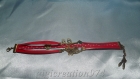 Bracelet cuir rouge connecteur fleur bronze
