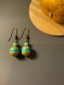 Boucles d'oreilles - turquoise et doré