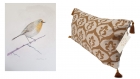Housse de coussin ottoman style ikat beige / ocre havane - 30 x 50 -coussin sérigraphié-coussin décoratif pour cadeau-hand made cushion