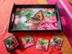 Grand plateau bois personnalisé avec photo :  motif  papillon petite tortue