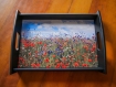 Grand plateau bois personnalisé avec photo :  motif  prairie fleurie bleu blanc rouge