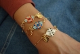 Bracelet jonc losange azulejos et triangle avec renard origami ou plume de paon