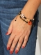 Bracelet tendance peace and love heishi noir orange