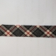 Biais carreau, biais en coton, motif carreaux écossais, motif burberry, style imprimé tartan, coloris beige, carreaux noir, vendu au mètre.