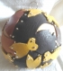 Magnifique boule de noël fait main cigales or brun jaune cuir véritable 7 cm idée cadeau made in france 