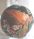 Magnifique boule de noël fait main cigales vert brun argent cuir véritable 7 cm idée cadeau made in france 