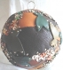 Magnifique boule de noël fait main cigales vert brun argent cuir véritable 7 cm idée cadeau made in france 