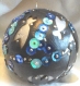 Magnifique boule de noël fait main cigales noir bleu argent cuir véritable 7 cm idée cadeau made in france 