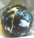 Magnifique boule de noël fait main cigales noir bleu argent cuir véritable 7 cm idée cadeau made in france 