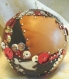 Magnifique boule de noël fait main cigales argent rouge brun cuir véritable 7 cm idée cadeau made in france 