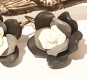 Boucle d'oreille cabochon fleur rose gris & noir