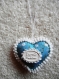 Coeur en tissu bleu avec inscription esprit bohême en plâtre
