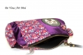 Sac velours violet illustré,fait main,sac porté épaule original,artisanal