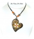 Collier femme thème coeur,fait main,collier sautoir cuir ajustable,collier pendentif coloré original
