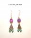 Boucles d'oreille pierre gemmes,argent 925,pierres violettes turquoise,bijou fait main,artisanal
