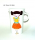 Mug tasse porcelaine illustrée,tasse peinte main,illustration fillette,tasse artisanale