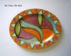 Grand plat oval porcelaine,artisanal peint main,plat de service de présentation,plat vaisselle coloré bohème