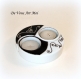 Bougeoir porte bougie ying-yang,bougeoir noir et blanc,en porcelaine,décorée à la main