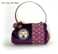 Sac velours violet illustré,fait main,sac porté épaule original,artisanal