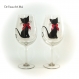 Verre vin grande contenance peint main,duo verre vin illustré décoré,cadeau thème chat