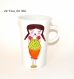 Mug tasse porcelaine céramique peinte,mug fait main illustré,grand mug illustration fillette,artisanal