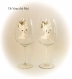 Duo grands verres vin,verre vin motif renard blanc,fait main,verre artisanal peint main