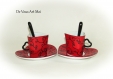 Tasse céramique duo coeur,tasse porcelaine soucoupe cuillère,peinte main artisanal