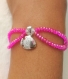 Exclusivité kassaora !! bracelet en perles rose double rangs pendentif poisson en argent