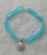 Exclusivité kassaora !! bracelet en perles bleu ciel double rangs pendentif rond strassé en argent