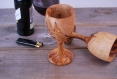 A pair of cups made with olive wood