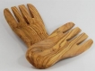 A pair of salad hands made with olive wood