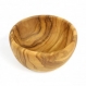 A rustic salad bowl made with olive wood