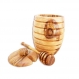 Honey pot with dripper made with olive wood