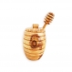Honey pot with dripper made with olive wood