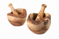 Rustic mortar and pestle made with olive wood