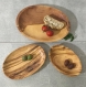 A set of 3 oval dishes made with olive wood