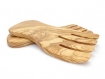 A pair of salad hands made with olive wood